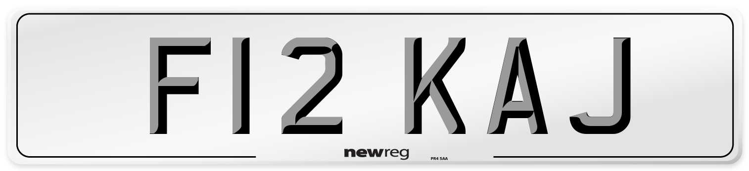 F12 KAJ Number Plate from New Reg